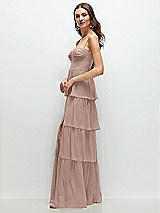 Side View Thumbnail - Neu Nude Bustier-Style Chiffon Tiered Ruffle Maxi Dress with Adjustable Straps