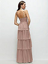 Rear View Thumbnail - Neu Nude Bustier-Style Chiffon Tiered Ruffle Maxi Dress with Adjustable Straps