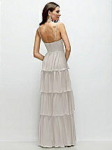 Rear View Thumbnail - Oyster Bustier-Style Chiffon Tiered Ruffle Maxi Dress with Adjustable Straps