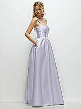 Side View Thumbnail - Silver Dove Scoop Neck Inset Corset Satin Maxi Dress with Pockets