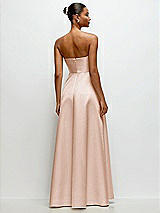 Rear View Thumbnail - Cameo Strapless Draped Cat-Eye Satin Maxi Dress with Full Skirt