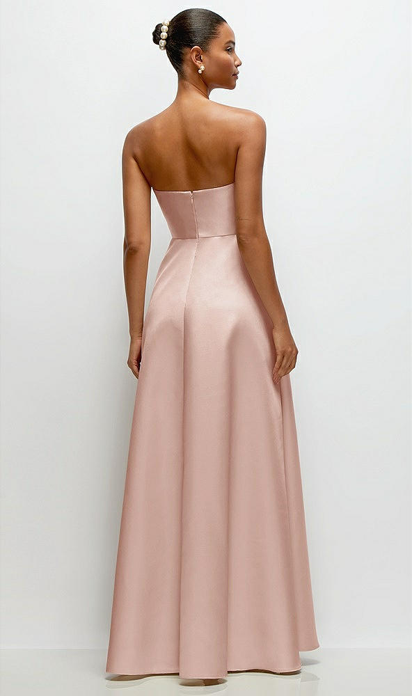 Back View - Toasted Sugar Strapless Draped Cat-Eye Satin Maxi Dress with Full Skirt