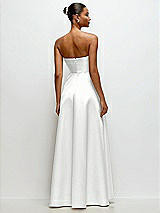 Rear View Thumbnail - White Strapless Draped Cat-Eye Satin Maxi Dress with Full Skirt