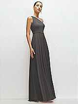 Side View Thumbnail - Caviar Gray Chiffon One-Shoulder Maxi Dress with Circle Skirt