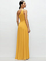 Rear View Thumbnail - NYC Yellow Chiffon One-Shoulder Maxi Dress with Circle Skirt