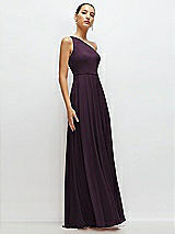 Side View Thumbnail - Aubergine Chiffon One-Shoulder Maxi Dress with Circle Skirt