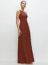 Side View Thumbnail - Auburn Moon Chiffon One-Shoulder Maxi Dress with Circle Skirt