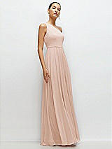 Side View Thumbnail - Cameo Chiffon One-Shoulder Maxi Dress with Circle Skirt