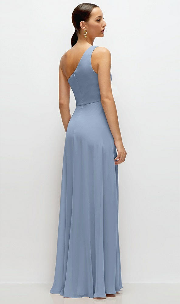 Back View - Cloudy Chiffon One-Shoulder Maxi Dress with Circle Skirt