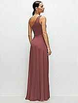 Rear View Thumbnail - English Rose Chiffon One-Shoulder Maxi Dress with Circle Skirt