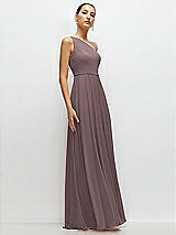 Side View Thumbnail - French Truffle Chiffon One-Shoulder Maxi Dress with Circle Skirt