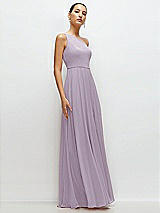 Side View Thumbnail - Lilac Haze Chiffon One-Shoulder Maxi Dress with Circle Skirt