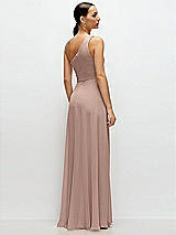 Rear View Thumbnail - Neu Nude Chiffon One-Shoulder Maxi Dress with Circle Skirt