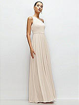 Side View Thumbnail - Oat Chiffon One-Shoulder Maxi Dress with Circle Skirt