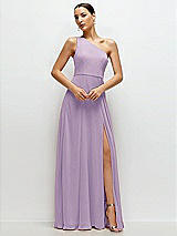 Front View Thumbnail - Pale Purple Chiffon One-Shoulder Maxi Dress with Circle Skirt