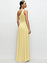 Rear View Thumbnail - Pale Yellow Chiffon One-Shoulder Maxi Dress with Circle Skirt