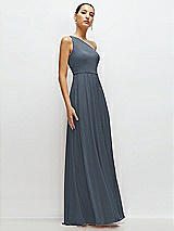 Side View Thumbnail - Silverstone Chiffon One-Shoulder Maxi Dress with Circle Skirt