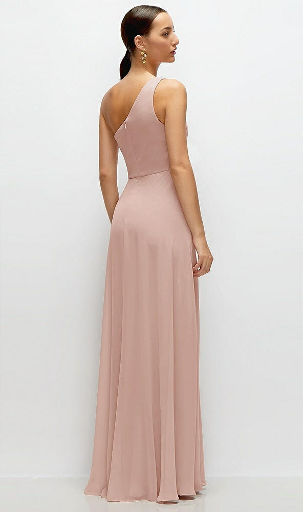 Back View - Toasted Sugar Chiffon One-Shoulder Maxi Dress with Circle Skirt