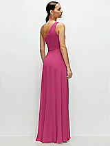 Rear View Thumbnail - Tea Rose Chiffon One-Shoulder Maxi Dress with Circle Skirt