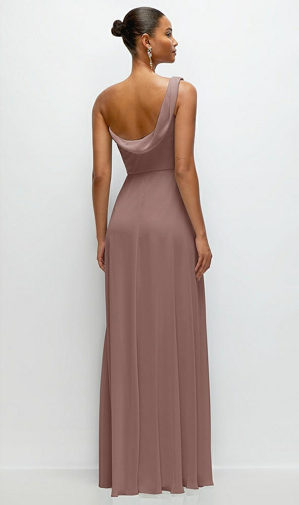 Back View - Sienna Chiffon One-Shoulder Maxi Dress with Draped Cowl Neckline