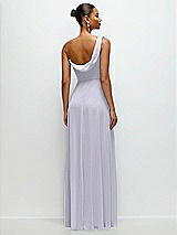 Rear View Thumbnail - Silver Dove Chiffon One-Shoulder Maxi Dress with Draped Cowl Neckline