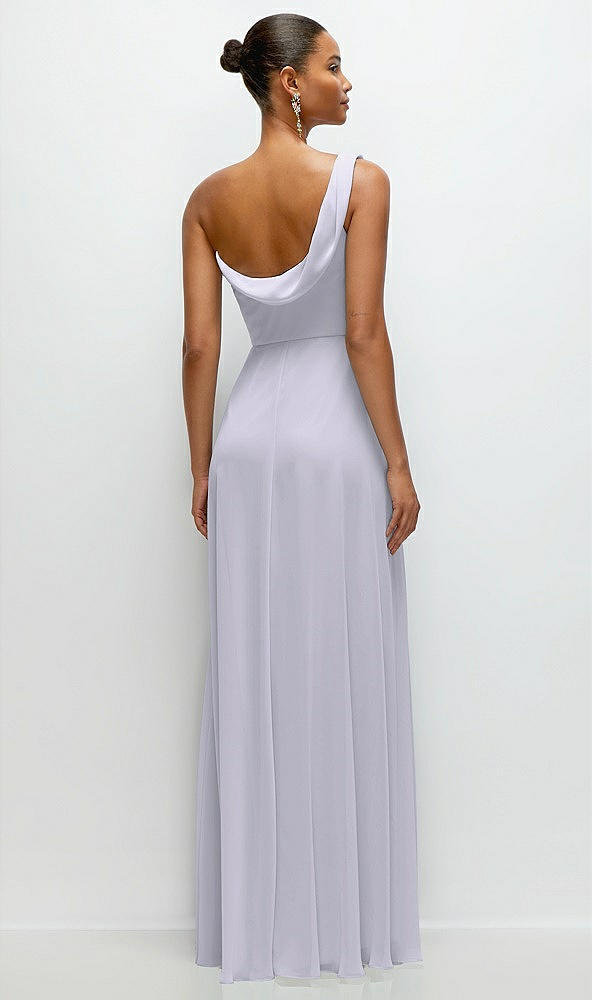 Back View - Silver Dove Chiffon One-Shoulder Maxi Dress with Draped Cowl Neckline