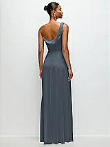 Rear View Thumbnail - Silverstone Chiffon One-Shoulder Maxi Dress with Draped Cowl Neckline