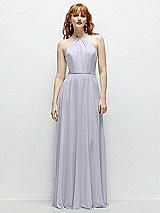 Front View Thumbnail - Silver Dove Shirred Halter Chiffon Maxi Dress with Back Sash-Tie Closure