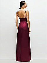 Rear View Thumbnail - Cabernet Cowl Neck Satin Maxi Dress with Adjustable Spaghetti Straps