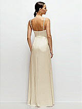 Rear View Thumbnail - Champagne Cowl Neck Satin Maxi Dress with Adjustable Spaghetti Straps