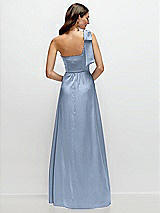 Rear View Thumbnail - Cloudy Bow One-Shoulder Fluid Satin Maxi Dress with Full Skirt