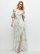 Alt View 1 Thumbnail - Bleu Garden Dramatic Ruffle Edge Strap Chiffon Maxi Dress