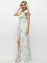 Side View Thumbnail - Bleu Garden Dramatic Ruffle Edge Strap Chiffon Maxi Dress