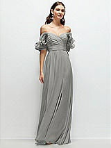 Alt View 1 Thumbnail - Chelsea Gray Dramatic Ruffle Edge Strap Chiffon Maxi Dress