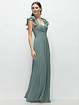 Side View Thumbnail - Icelandic Dramatic Ruffle Edge Strap Chiffon Maxi Dress