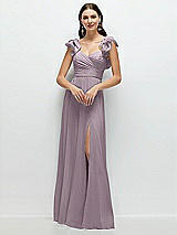 Front View Thumbnail - Lilac Dusk Dramatic Ruffle Edge Strap Chiffon Maxi Dress