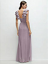 Rear View Thumbnail - Lilac Dusk Dramatic Ruffle Edge Strap Chiffon Maxi Dress