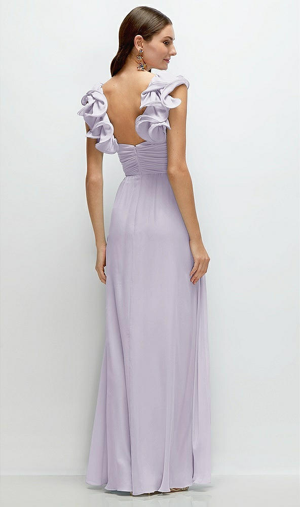 Back View - Moondance Dramatic Ruffle Edge Strap Chiffon Maxi Dress