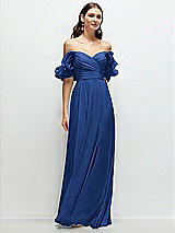 Alt View 1 Thumbnail - Classic Blue Dramatic Ruffle Edge Strap Chiffon Maxi Dress