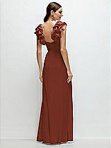 Rear View Thumbnail - Auburn Moon Dramatic Ruffle Edge Strap Chiffon Maxi Dress