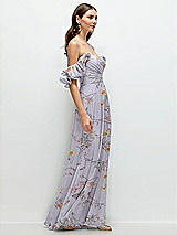 Alt View 2 Thumbnail - Butterfly Botanica Silver Dove Dramatic Ruffle Edge Strap Chiffon Maxi Dress