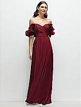 Alt View 1 Thumbnail - Burgundy Dramatic Ruffle Edge Strap Chiffon Maxi Dress