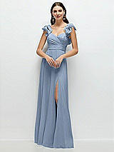 Front View Thumbnail - Cloudy Dramatic Ruffle Edge Strap Chiffon Maxi Dress