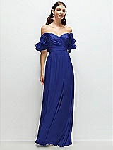 Alt View 1 Thumbnail - Cobalt Blue Dramatic Ruffle Edge Strap Chiffon Maxi Dress