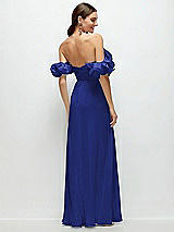 Alt View 3 Thumbnail - Cobalt Blue Dramatic Ruffle Edge Strap Chiffon Maxi Dress