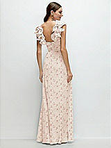 Rear View Thumbnail - Coquette Floral Print Dramatic Ruffle Edge Strap Chiffon Maxi Dress