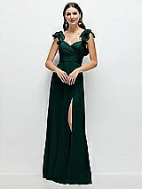 Front View Thumbnail - Evergreen Dramatic Ruffle Edge Strap Chiffon Maxi Dress