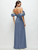 Alt View 3 Thumbnail - Larkspur Blue Dramatic Ruffle Edge Strap Chiffon Maxi Dress