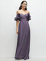 Alt View 1 Thumbnail - Lavender Dramatic Ruffle Edge Strap Chiffon Maxi Dress