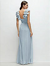 Rear View Thumbnail - Mist Dramatic Ruffle Edge Strap Chiffon Maxi Dress